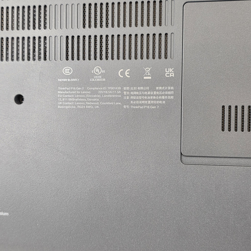Lenovo ThinkPad P16 Gen 2 Gray 2.1 GHz Intel Core i7 14th Gen. 32GB RAM 1TB Solid State Drive NVIDIA RTX 2000 Ada 8 GB