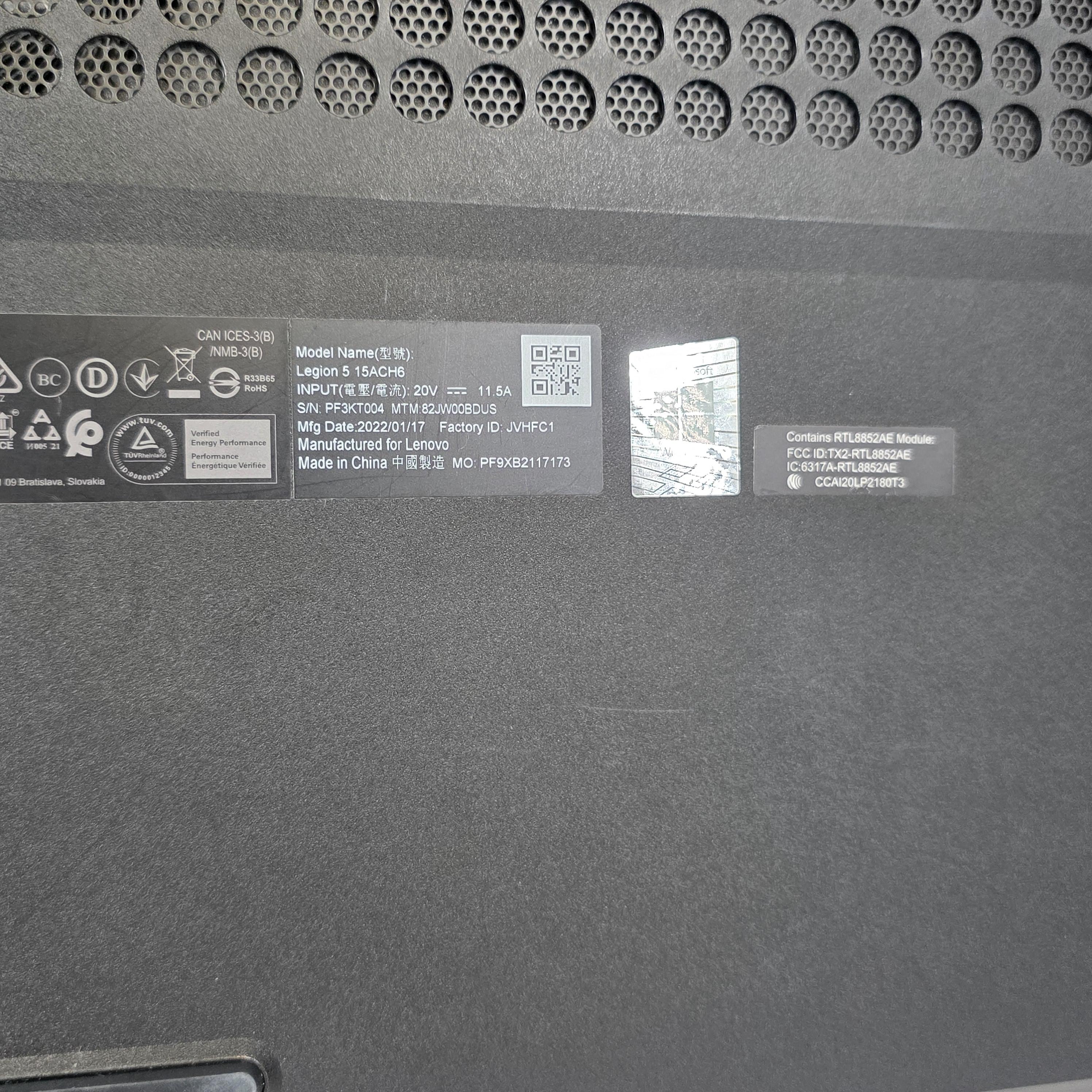 Lenovo Legion 5 15.6 Blue 3.2 GHz AMD Ryzen 7 5800H 32GB RAM 1TB Solid State Drive NVIDIA GeForce RTX 3050 Ti 4 GB