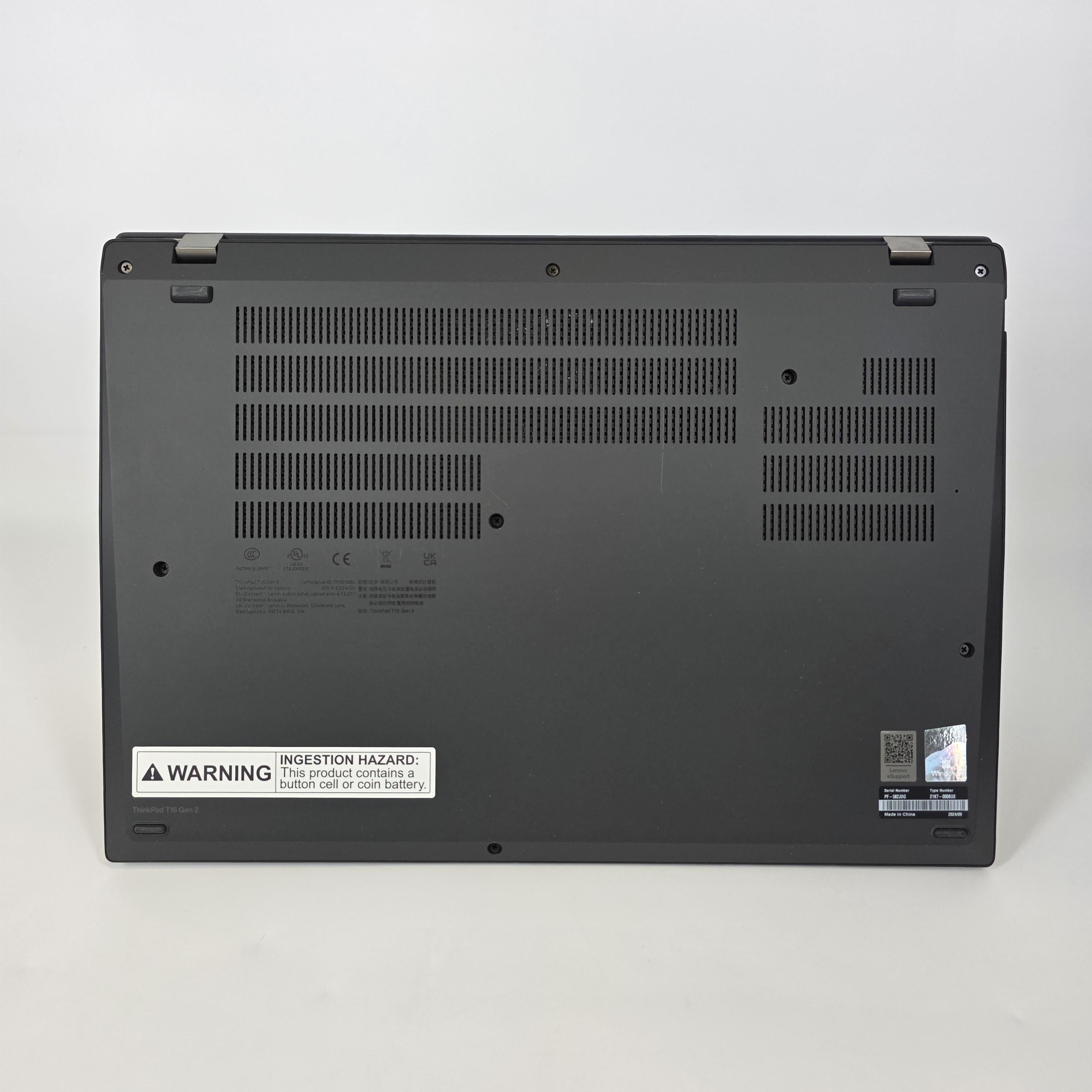 Lenovo ThinkPad T16 Gen 2 Black 3.3 GHz AMD Ryzen 7 Pro 7840U 16GB RAM 512GB Solid State Drive
