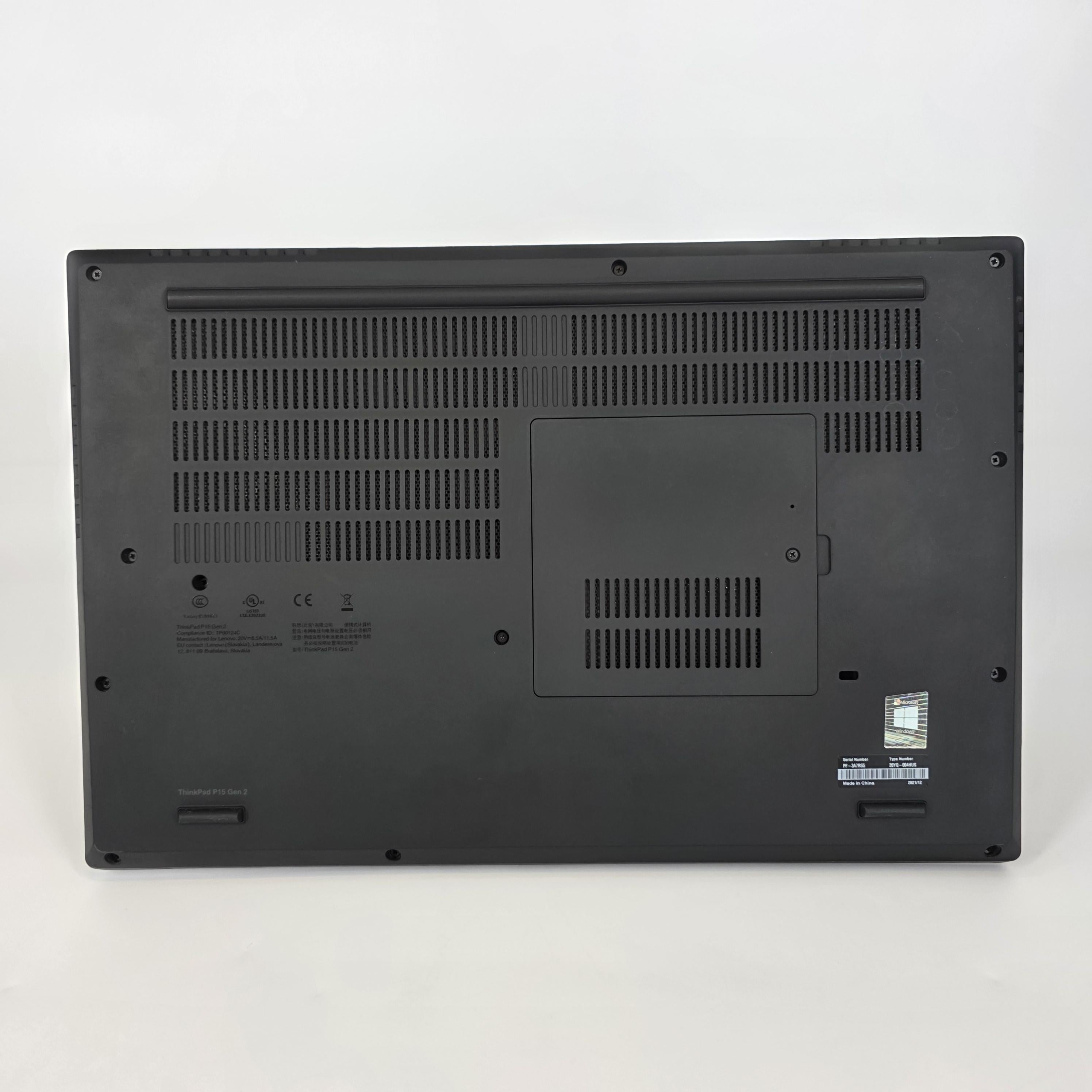 Lenovo ThinkPad P15 Gen 2 Black 2.6 GHz Intel Core i9 11th Gen. 64GB RAM 512GB Solid State Drive NVIDIA RTX A2000 4 GB