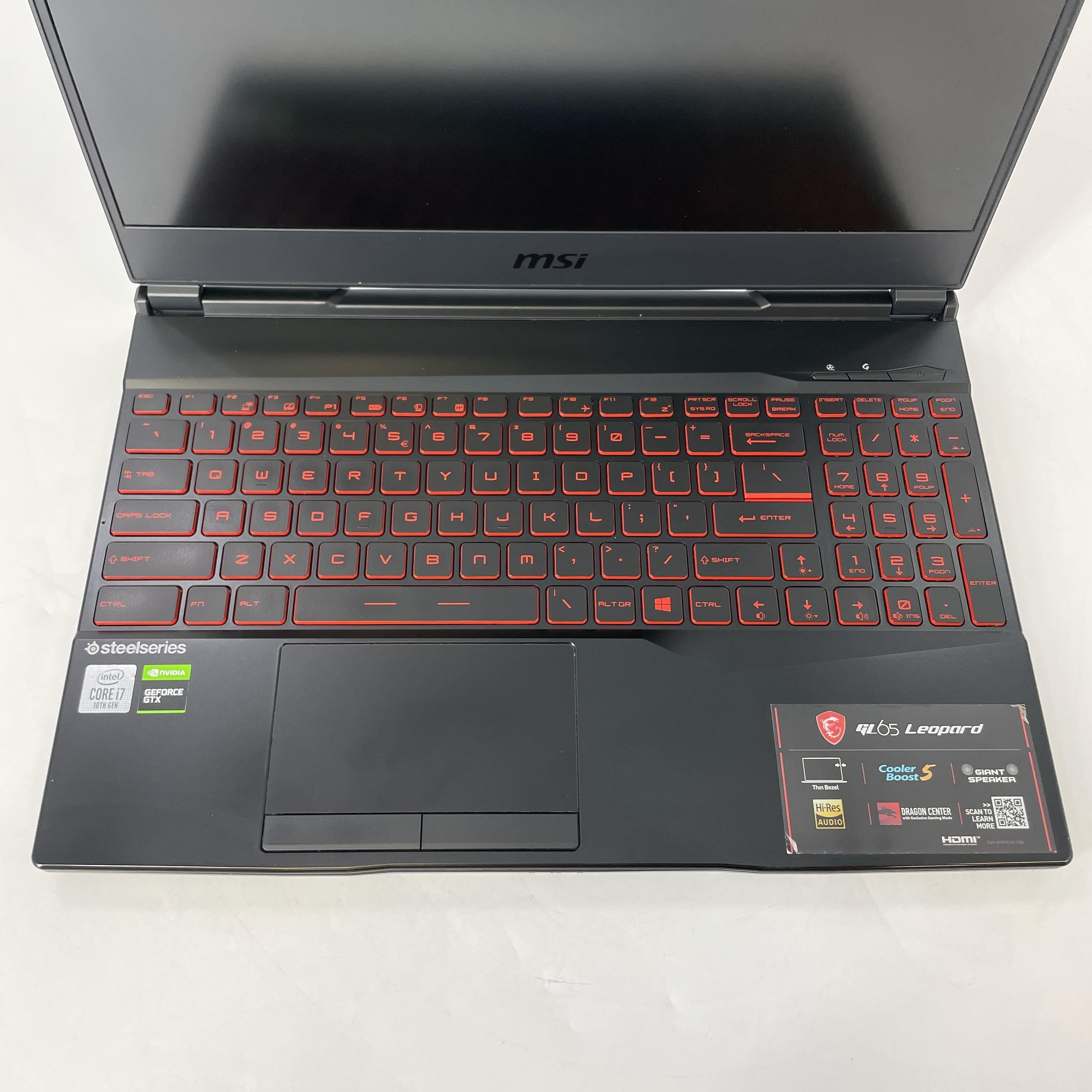 MSI Leopard GL65 15.6 Black 2.6 GHz Intel Core i7 10th Gen. 16GB RAM 512GB Solid State Drive 1TB Hard Disk Drive NVIDIA GeForce GTX 1660 Ti 6 GB