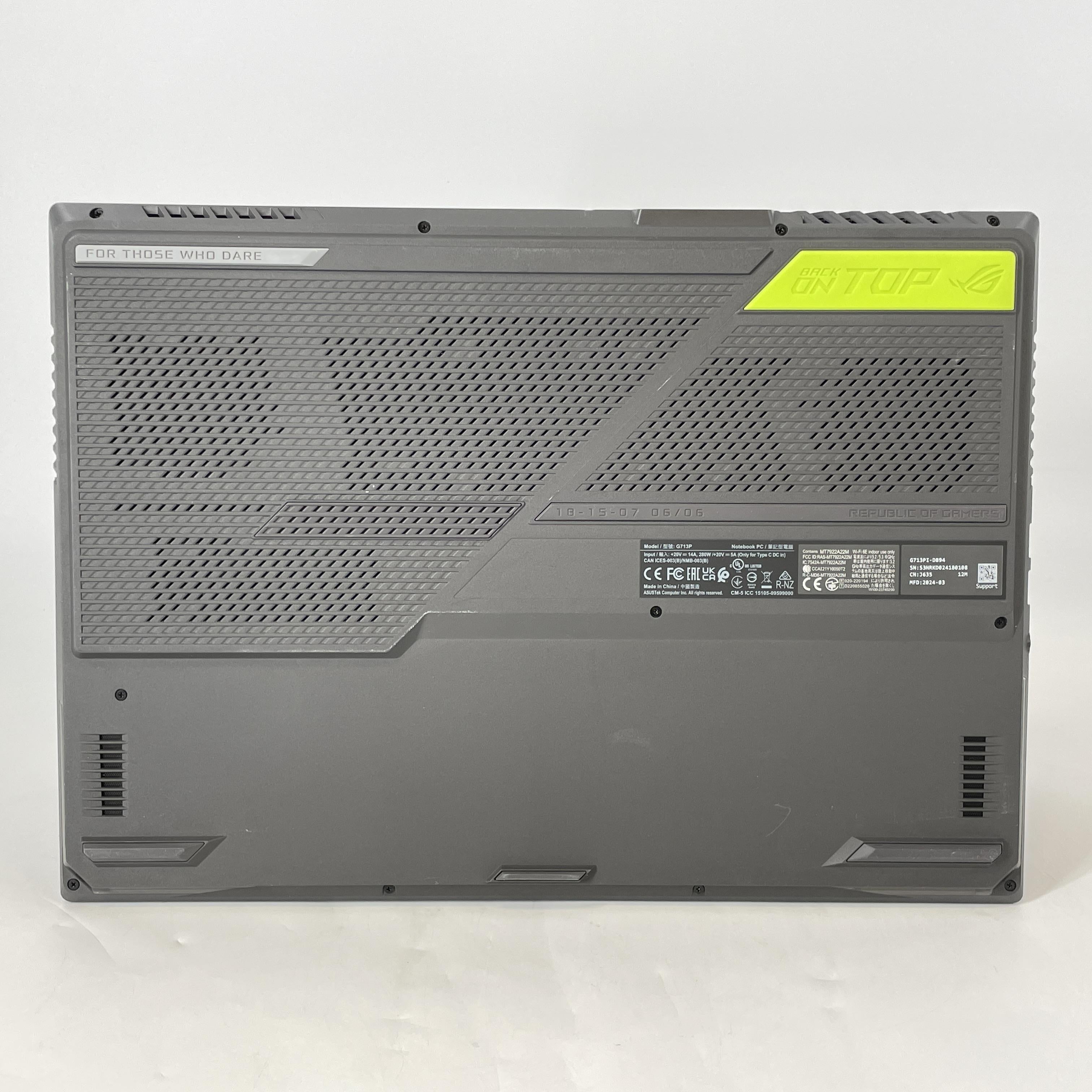 Asus ROG Strix G17 G713 17.3 Gray 2.4 GHz AMD Ryzen 9 7940HX 32GB RAM 2TB Solid State Drive NVIDIA GeForce RTX 4070 8 GB