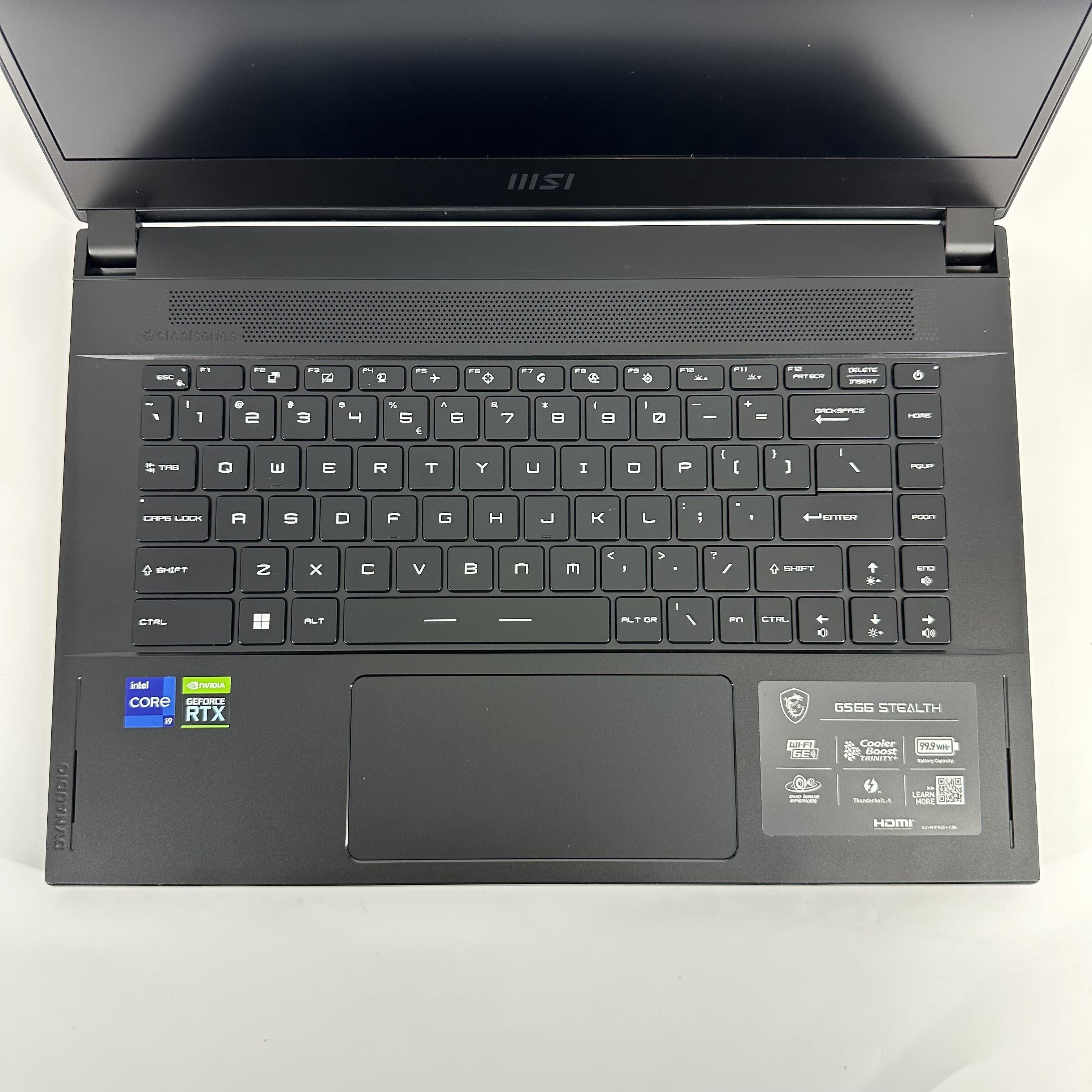 MSI Stealth GS66 15.6 Black 2.5 GHz Intel Core i9 11th Gen. 32GB RAM 1TB Solid State Drive NVIDIA GeForce RTX 3080 16 GB