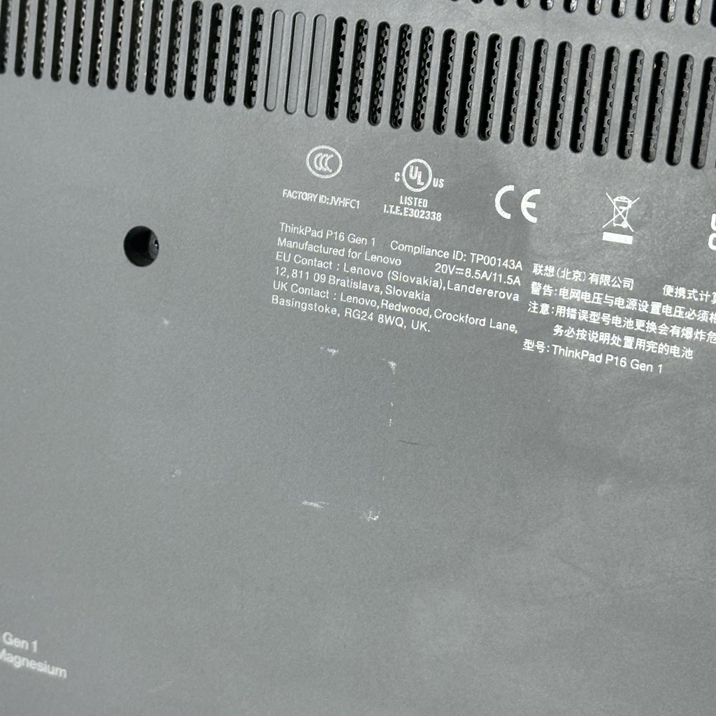 Lenovo ThinkPad P16 Gen 1 Gray 2.0 GHz Intel Core i7 12th Gen. 64GB RAM 1TB Solid State Drive NVIDIA RTX A4500 16 GB